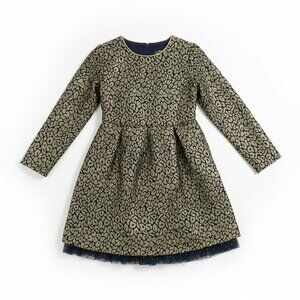 MY LOVELY DRESS by BILLIEBLUSH Navy Gold Sparkly Leopard Party Dress 12 NWT